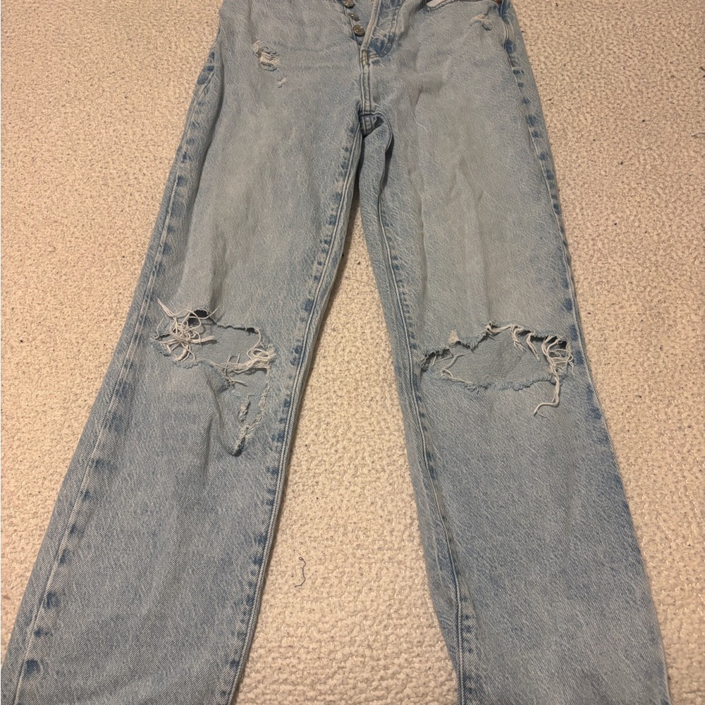 PacSun Light Blue Distressed Straight Leg Jeans